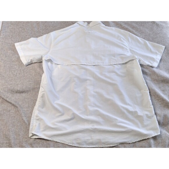 LL Bean Men's Outdoor Button Up Shirt White Short Sleeve Casual Back Vent Top L - Picture 2 of 9
